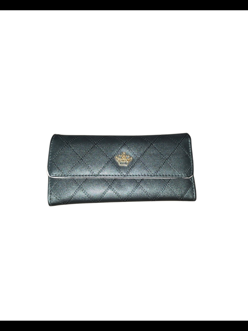 Brand New - Black Quilted Vegan Leather Clutch Wallet